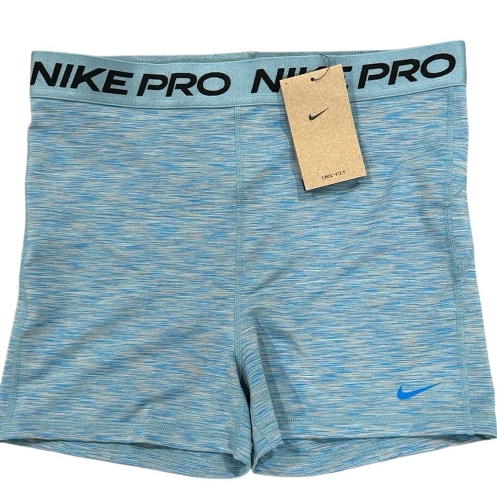 Nike Pro Women's Training Shorts High Rise Tight Fit Blue Size Large NWT‎